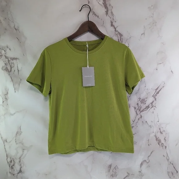 Everlane T Shirt Women Yellow Green Crew Neck Box Cut Tee Organic Cotton - Picture 2 of 12